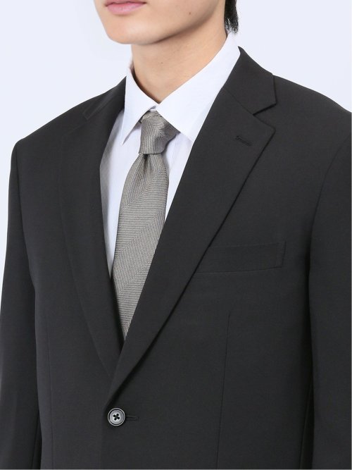 【WEB限定】裾上げ不要 ストレッチウォッシャブル 2ボタン2ピースワンタック フォーマルスーツ 黒無地