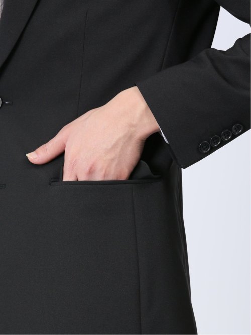 【WEB限定】裾上げ不要 ストレッチウォッシャブル 2ボタン2ピースワンタック フォーマルスーツ 黒無地