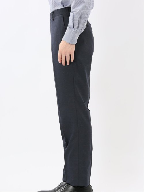 ウール調 ストレッチウォッシャブル スリムフィット 2ボタン2ピーススーツ チェック紺