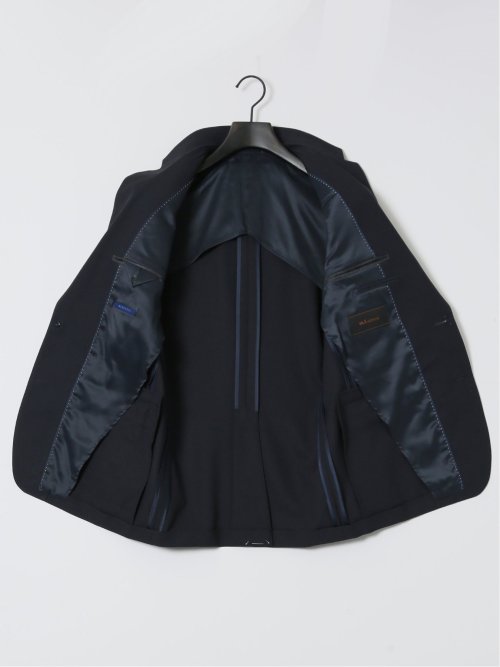 ストレッチウォッシャブル スリムフィット 2ボタン3ピーススーツ 組織紺