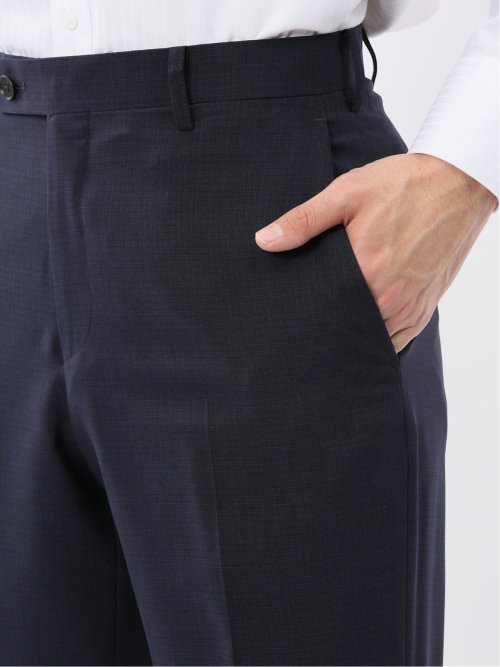 ストレッチウォッシャブル スリムフィット 2ボタン2ピーススーツ 組織紺