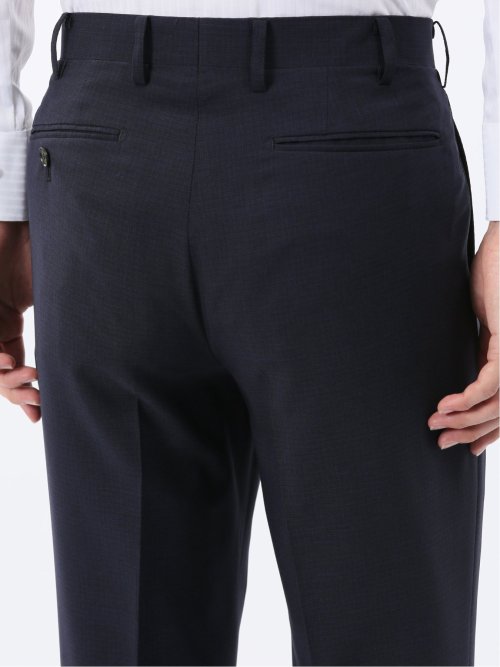 ストレッチウォッシャブル スリムフィット 2ボタン2ピーススーツ 組織紺