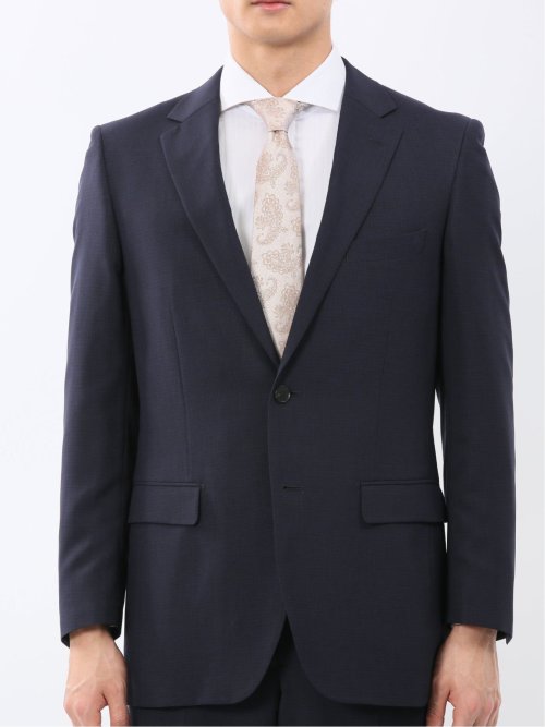 ストレッチウォッシャブル スリムフィット 2ボタン2ピーススーツ 組織紺