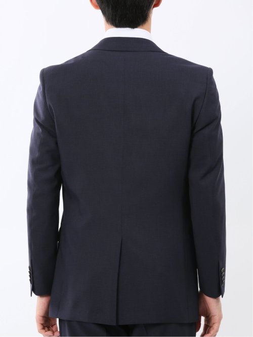 ストレッチウォッシャブル スリムフィット 2ボタン2ピーススーツ 組織紺