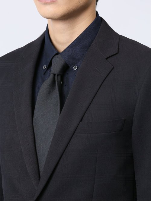 ストレッチウォッシャブル スリムフィット 2ボタン2ピーススーツ チェック黒