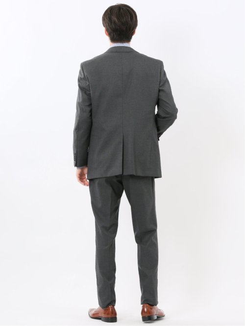 ウール調 ストレッチウォッシャブル レギュラーフィット 2ボタン2ピーススーツ 組織グレー