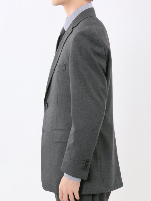 ウール調 ストレッチウォッシャブル レギュラーフィット 2ボタン2ピーススーツ 組織グレー