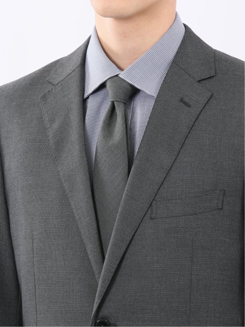 ウール調 ストレッチウォッシャブル レギュラーフィット 2ボタン2ピーススーツ 組織グレー