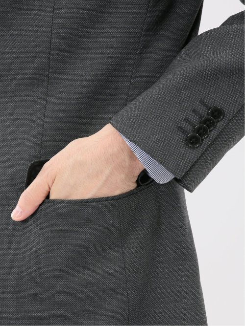 ウール調 ストレッチウォッシャブル レギュラーフィット 2ボタン2ピーススーツ 組織グレー