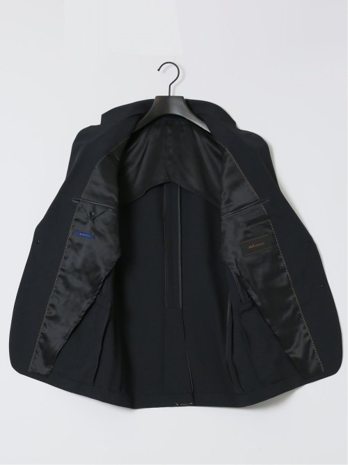 ストレッチウォッシャブル レギュラーフィット 2ボタン3ピーススーツ シャドーストライプ黒