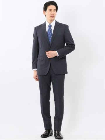 ストレッチウォッシャブル レギュラーフィット 2ボタン2ピーススーツ シャドーストライプ紺