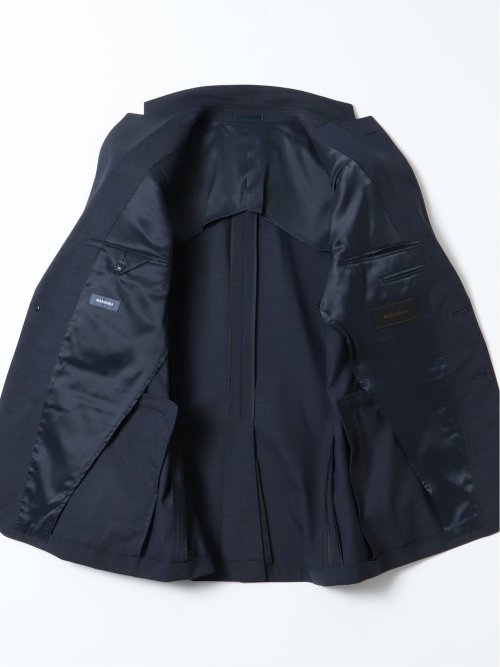 ストレッチウォッシャブル レギュラーフィット 2ボタン2ピーススーツ シャドーストライプ紺