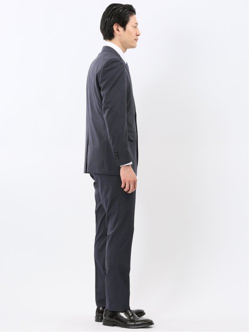 ストレッチウォッシャブル レギュラーフィット 2ボタン2ピーススーツ シャドーストライプ紺