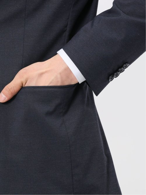 ストレッチウォッシャブル レギュラーフィット 2ボタン2ピーススーツ シャドーストライプ紺