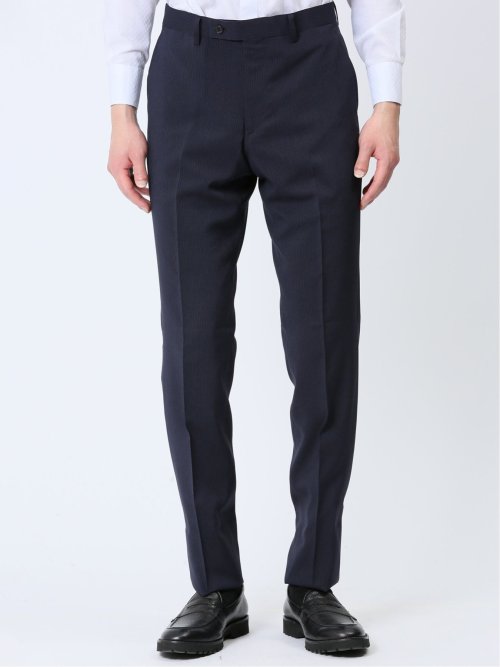 ストレッチウォッシャブル スリムフィット 2ボタン2パンツスーツ ストライプ紺