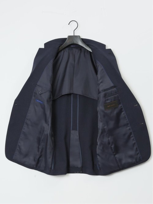 ストレッチウォッシャブル スリムフィット 2ボタン2パンツスーツ ストライプ紺