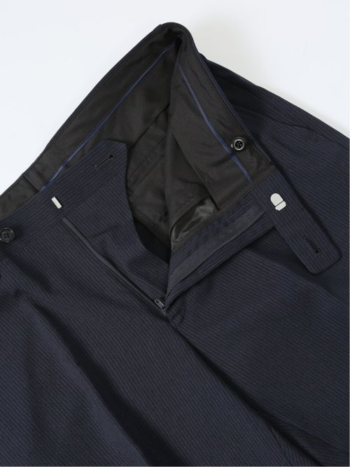 ストレッチウォッシャブル スリムフィット 2ボタン2パンツスーツ ストライプ紺