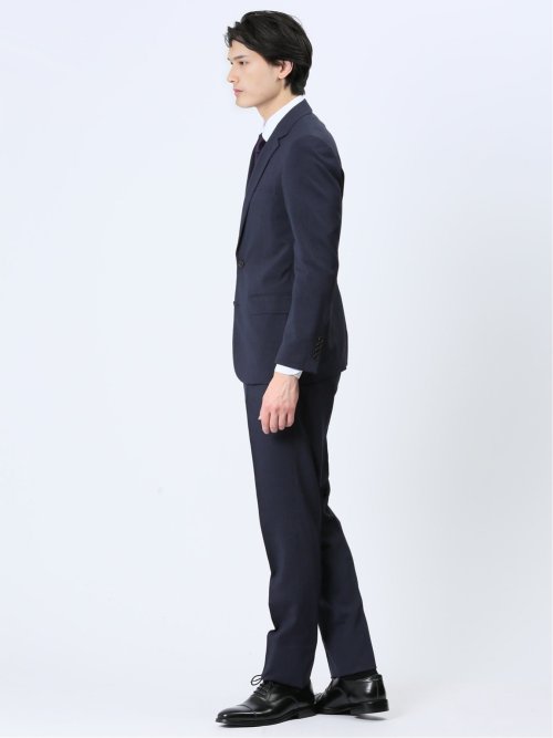 ストレッチウォッシャブル スリムフィット 2ボタン2パンツスーツ ストライプ紺