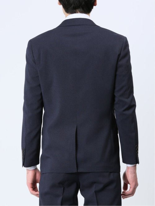 ストレッチウォッシャブル スリムフィット 2ボタン2パンツスーツ ストライプ紺