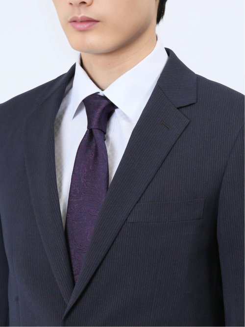 ストレッチウォッシャブル スリムフィット 2ボタン2パンツスーツ ストライプ紺