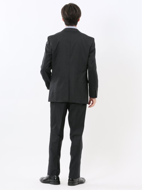 ウール調 ストレッチウォッシャブル レギュラーフィット 2ボタン2ピーススーツ ツイル黒