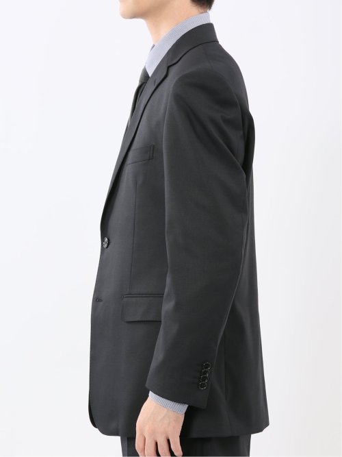 ウール調 ストレッチウォッシャブル レギュラーフィット 2ボタン2ピーススーツ ツイル黒