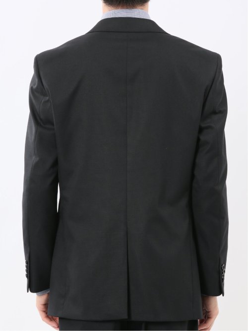 ウール調 ストレッチウォッシャブル レギュラーフィット 2ボタン2ピーススーツ ツイル黒