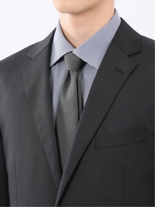 ウール調 ストレッチウォッシャブル レギュラーフィット 2ボタン2ピーススーツ ツイル黒