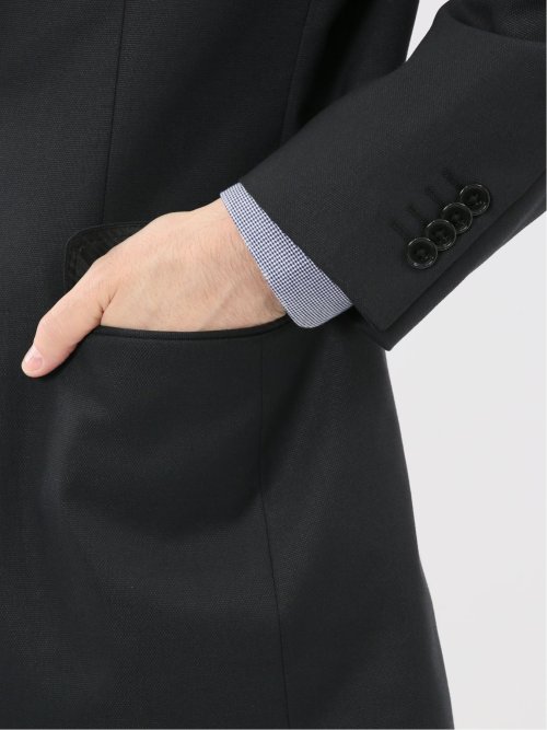 ウール調 ストレッチウォッシャブル レギュラーフィット 2ボタン2ピーススーツ ツイル黒