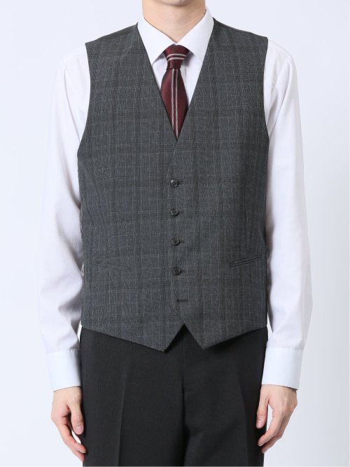 ストレッチウォッシャブル レギュラーフィット 2ボタン3ピーススーツ シャドーストライプグレー