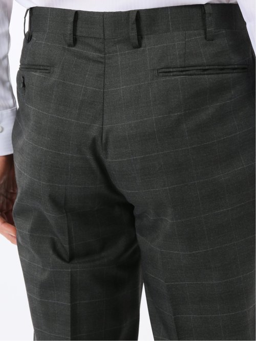 ストレッチウォッシャブル レギュラーフィット 2ボタン2ピーススーツ チェックグレー