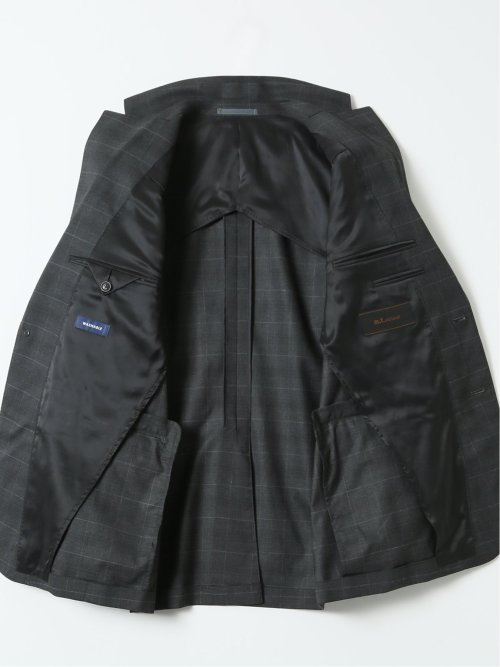 ストレッチウォッシャブル レギュラーフィット 2ボタン2ピーススーツ チェックグレー