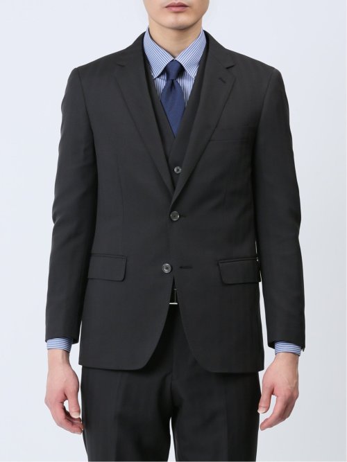 ストレッチウォッシャブル スリムフィット 2ボタン3ピーススーツ ソラーロ黒