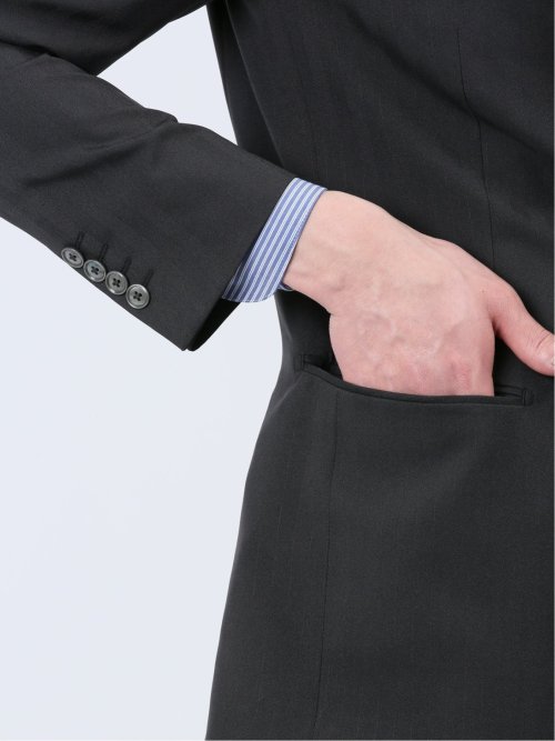 ストレッチウォッシャブル スリムフィット 2ボタン3ピーススーツ ソラーロ黒