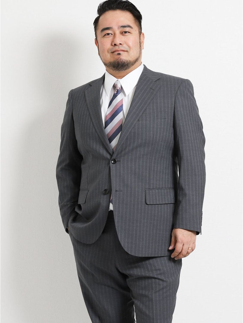 大きいサイズ グランバック Grand Back 洗えるスラックス ストライプグレー 2ピーススーツ Tl 06グレー スーツ Taka Q Online Shop タカキューオンラインショップ 公式通販