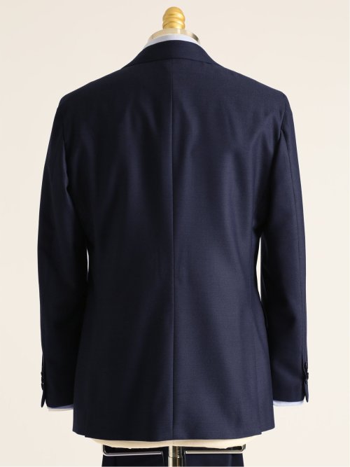シルク混ウール レギュラーフィット 2ボタン3ピーススーツ 組織紺(S 75