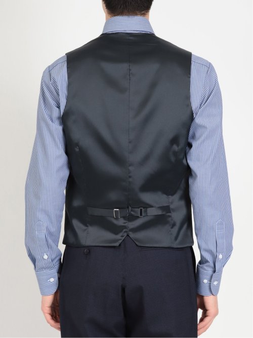 ウール混ストレッチ レギュラーフィット 2ボタンコーディネート3ピーススーツ 組織紺