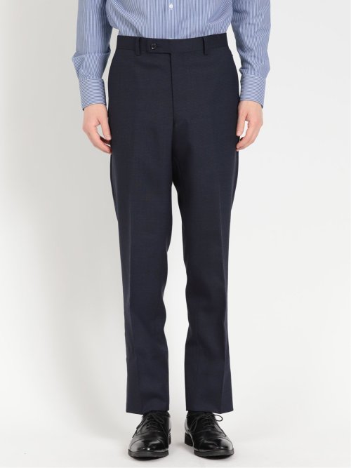 ウール混ストレッチ レギュラーフィット 2ボタンコーディネート3ピーススーツ 組織紺