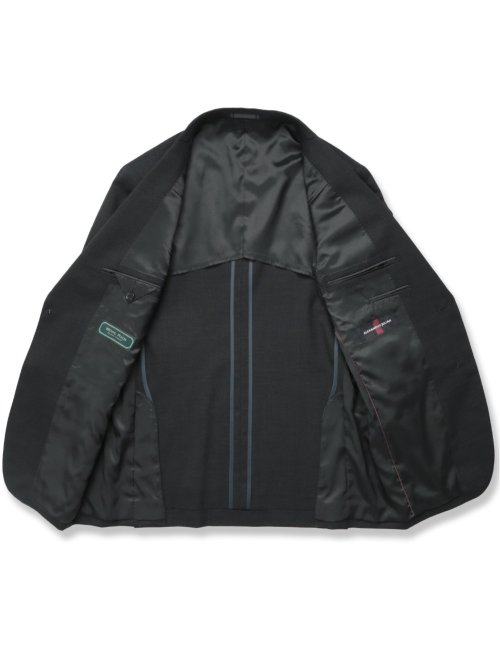 ウール混ストレッチ レギュラーフィット 2ボタンコーディネート3ピーススーツ 組織紺