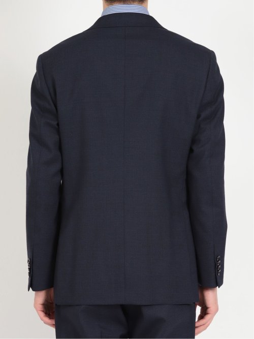 ウール混ストレッチ レギュラーフィット 2ボタンコーディネート3ピーススーツ 組織紺