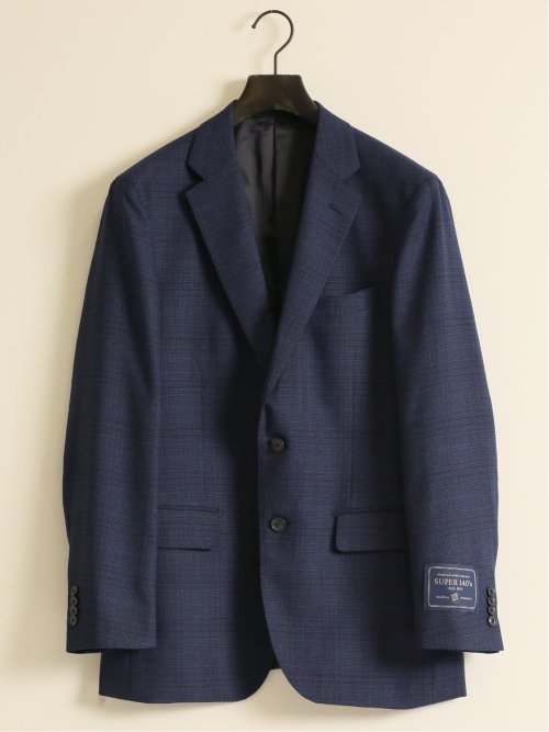 シルク混ウール レギュラーフィット 2ボタン3ピーススーツ 組織紺