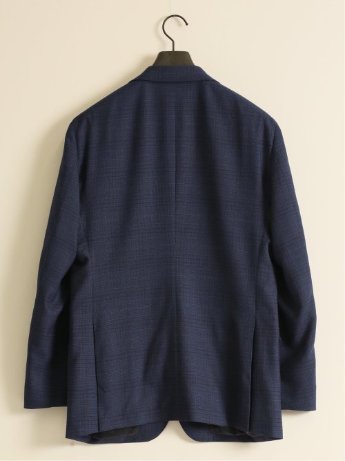 シルク混ウール レギュラーフィット 2ボタン3ピーススーツ 組織紺