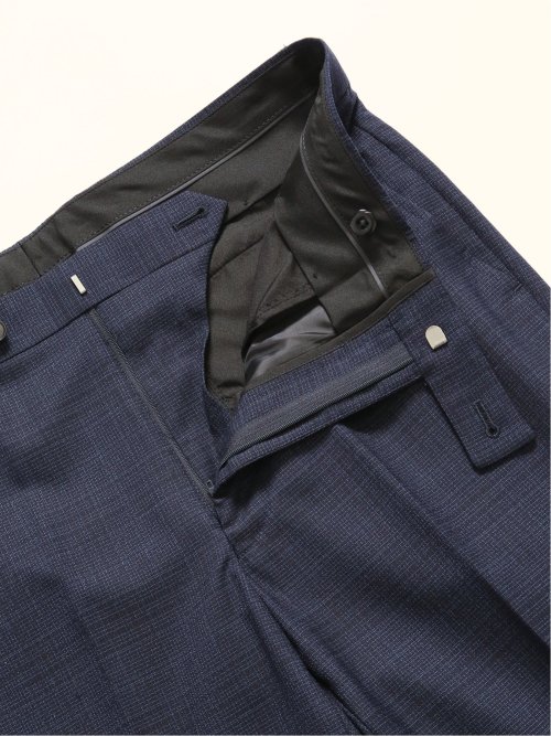 シルク混ウール レギュラーフィット 2ボタン3ピーススーツ 組織紺