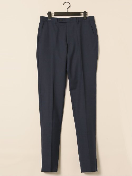 シルク混ウール レギュラーフィット 2ボタン3ピーススーツ 無地紺