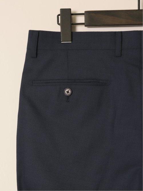 シルク混ウール レギュラーフィット 2ボタン3ピーススーツ 無地紺