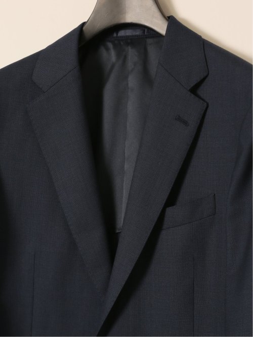 シルク混ウール レギュラーフィット 2ボタン3ピーススーツ 無地紺