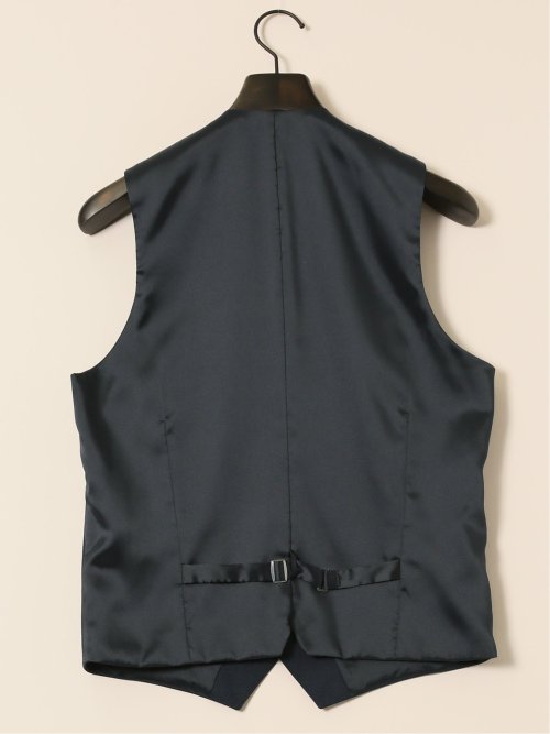 シルク混ウール レギュラーフィット 2ボタン3ピーススーツ 無地紺