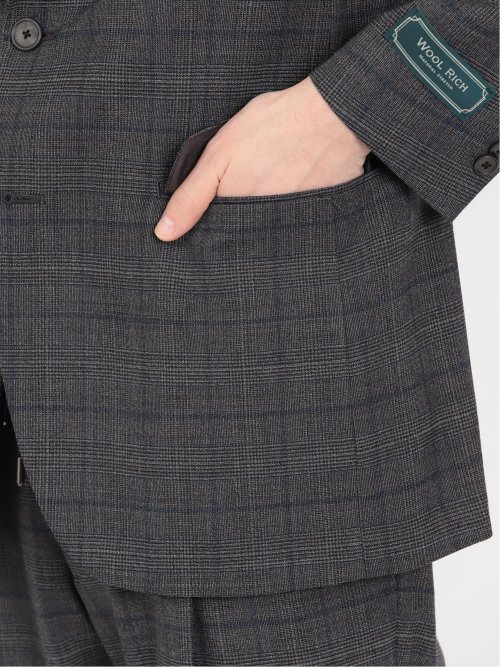 ウール混 軽量 2ボタン2ピーススーツ グレンチェックグレー