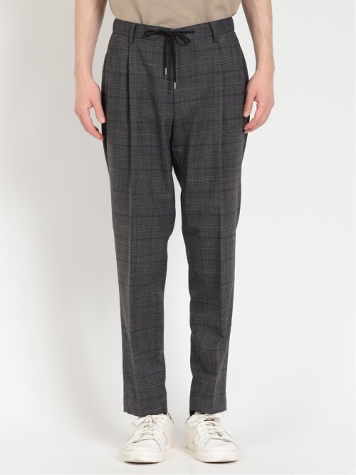 ウール混 軽量 2ボタン2ピーススーツ グレンチェックグレー