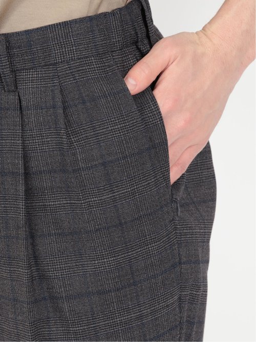 ウール混 軽量 2ボタン2ピーススーツ グレンチェックグレー